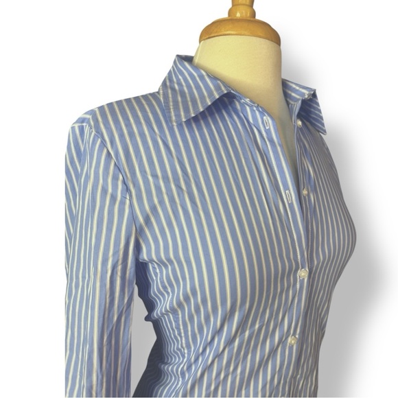 Zara Light Blue and White Striped Shirt - Picture 3 of 5